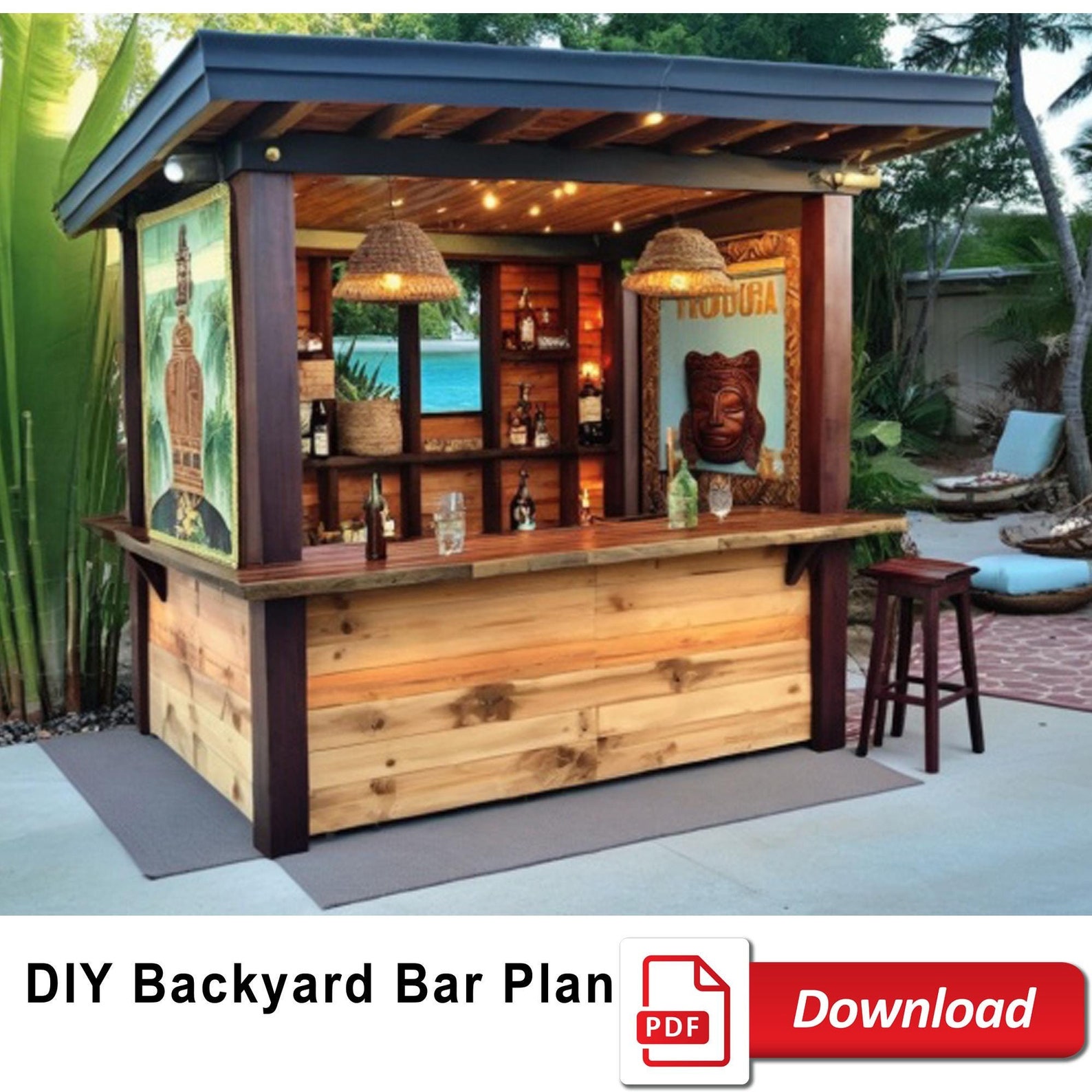DIY Outdoor Bar Woodworking Plans: Backyard Patio Bar Guide (PDF) - Etsy