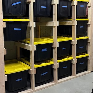 DIY Tote Storage Rack Plans | Build Your Garage Organizer | 27-Gallon Tote Storage Shelf System for 24 Totes| Easy-to-Build and Customizable