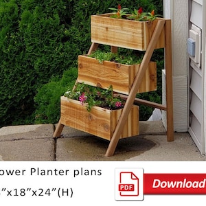 3 Tier Pflanzkasten PDF-Pläne. DIY Pflanztopfkiste für Gartenkräuter und Gartenzäune. DIY Garten Pflanzkasten