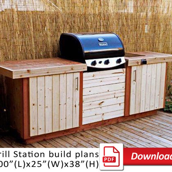 Grill Station, DIY Outdoor Kitchen Plan PDF,  DIY Guide to Creating the Perfect Grilling Station