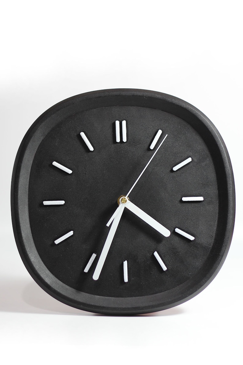 Decorative Concrete Modern Wall Clock Square Colored Modest Etsy