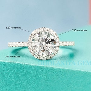 Halo Engagement Ring Round Lab Grown Diamond Wedding Ring Pave Diamond Ring Gifts For Her Customize Ring Handmade Ring igi Certified Diamond