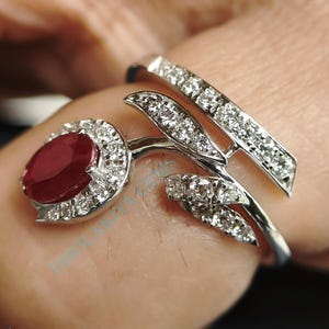Ruby Tulip Ring: Lab Grown Diamond Flower Engagement Ring