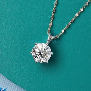 Solitaire Diamond Pendant 0.40-3.0CT Round Lab Grown Diamond Pendant Necklace Diamond Wedding Pendant Anniversary Gift For Her