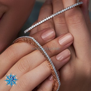 Vintage Style Diamond Bangles For Women Round Cut Lab Grown Diamond Bangle Bridal Wedding Bangles Anniversary Gifts For Her Handmade Jewelry