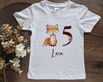 Fox Birthday Shirt, Woodland 5th Birthday Shirt, Girls birthday shirt