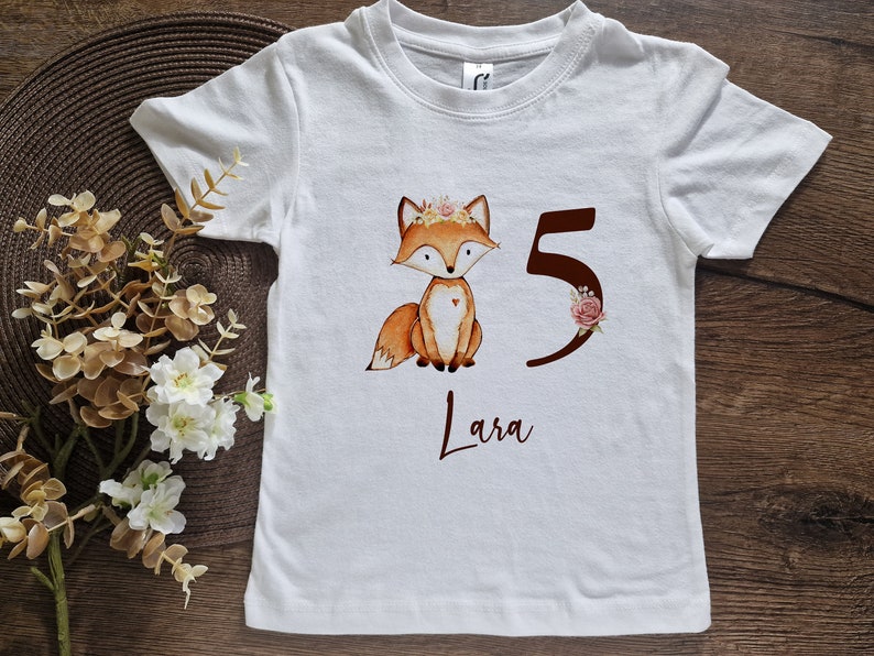 Fuchs Geburtstag Shirt, Wald 5. Geburtstag Shirt, Mädchen Geburtstag Shirt Bild 1