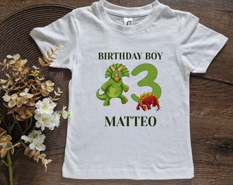 T-shirt personnalisé anniversaire dinosaure - haut 2e anniversaire sur le thème des dinosaures amusants