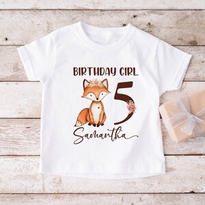 Fuchs Geburtstag Shirt, Wald 5. Geburtstag Shirt, Mädchen Geburtstag Shirt Bild 3