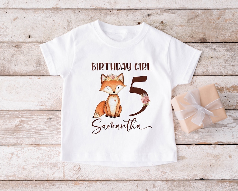 Fuchs Geburtstag Shirt, Wald 5. Geburtstag Shirt, Mädchen Geburtstag Shirt Bild 3