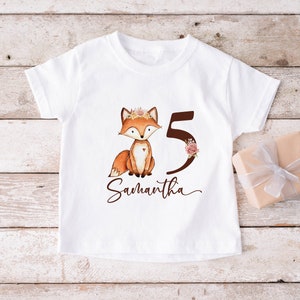 Fuchs Geburtstag Shirt, Wald 5. Geburtstag Shirt, Mädchen Geburtstag Shirt Bild 2