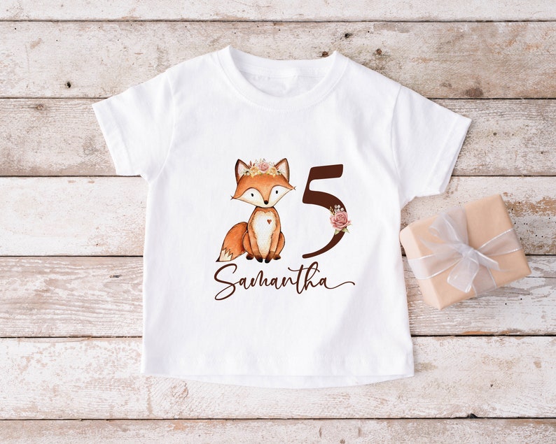 Fuchs Geburtstag Shirt, Wald 5. Geburtstag Shirt, Mädchen Geburtstag Shirt Bild 2