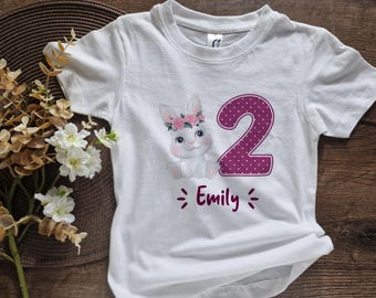 Personalized 2nd birthday shirt - Bunny shirt with custom name and age