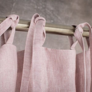 Dusty Pink Linen Curtain Boho ONE PANLE Tie top / Rod pocket / Tab Top Curtains Window Door Kitchen Bedroom Shower drapery For Living Room