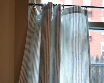 Leinen-Gaze-Streifen-Küchen-Café-Vorhang, benutzerdefinierte Größe Kurzer gestreifter Futter-Gaze-Vorhang, ONE PANEL Industrieller oder Landhaus-Küchenstil