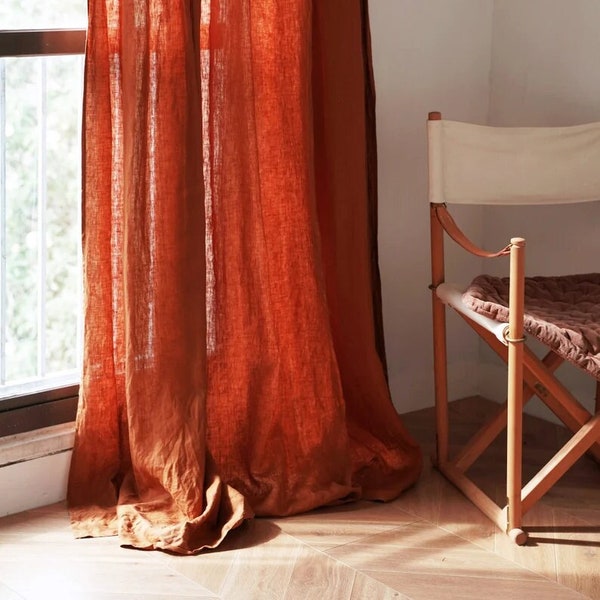 Boho Stonewashed 18  Colors / Pair rusty Pure Cotton Panels Custom Window Treatment / Door drapery for Living Room Home Decor
