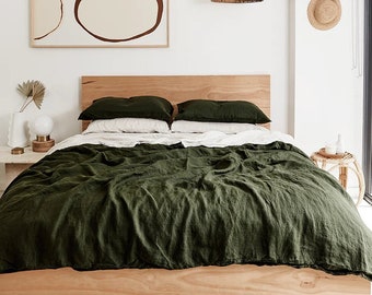 Olive Green Color Boho Luxurious Cotton Duvet Cover Set in Fitted Sheet 2 Pillowcase King Queen Twin Custom Size Comforter Cover Set