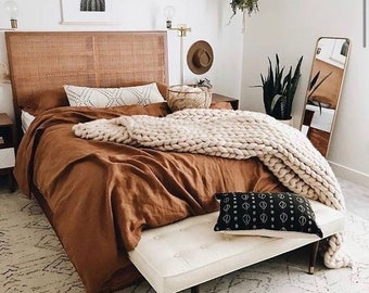 Natural Terracotta Cotton Duvet Cover With 2 PillowCover Twin Full Double Queen King Custom Size Home Bedroom Decor