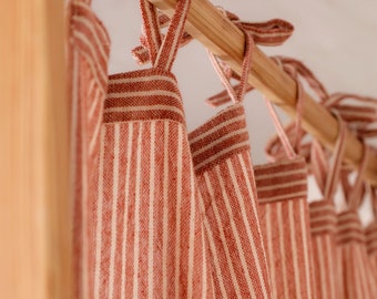 Boho vertical stripe gauze linen curtain, bohemian gauze Custom Sizes Bedroom & Living Room Door Window SET OF 2 Curtains Drapes