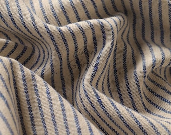 Gestreifter Inlett Kleidungsstoff Blauer Streifenstoff Garngefärbt Natürliche Baumwolle leichter Stoff Schüttgut auf Länge zugeschnitten Farmhaus-Stil