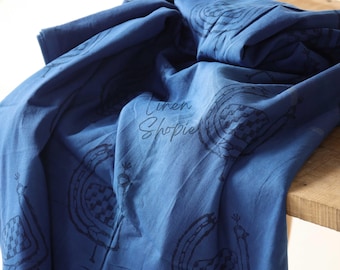 Jaipuri Block Print Fabric, Indigo Blue Fabric, Hand Printed Natural Dye Sewing Fabric, Dabu Print Mud Resist Fabric, Multipurpose Fabric