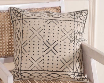 Almofadas artesanais estampadas em bloco - Capa de almofada boho Acessórios para casa Almofadas artesanais estampadas em bloco - Acento decorativo para casa