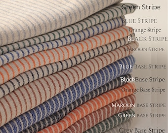 48 ""Ticking Stripes Fabric 12 Farben zur Auswahl, Natural Beige Stripe, leichter Stoff Meterware, Cotton Material Stoff."