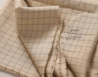 Natural  linen for sewing dresses Shirt Top Checkered Gingham Linen Cotton Fabric by the Yard