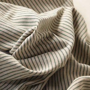 Green Stripe fabric Yarn dyed Ticking Striped Clothing Fabric Natural Cotton lightweight fabric by the yard Cut to length