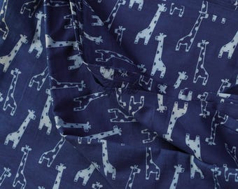 Animal Print Fabric Indigo Blue Fabric, Indian Block Printed Natural Vegetable Dye Sewing Fabric, Dabu Print Mud Resist Fabric