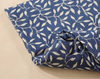 Floral Print Fabric Indigo Blue Fabric, Indian Fabric, Cotton Fabric, Blue hand Print, Mud Block Print, Light Weight Soft Fabric