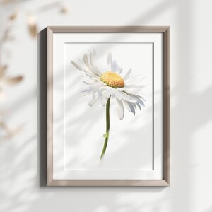 Watercolor Daisy Print - April Birth Flower, Spring Flower, Printable Wall Art, Digital Download for April Birthdays
