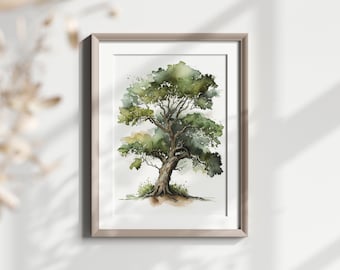 Oak Tree - Stunning British Native Watercolour Digital Print