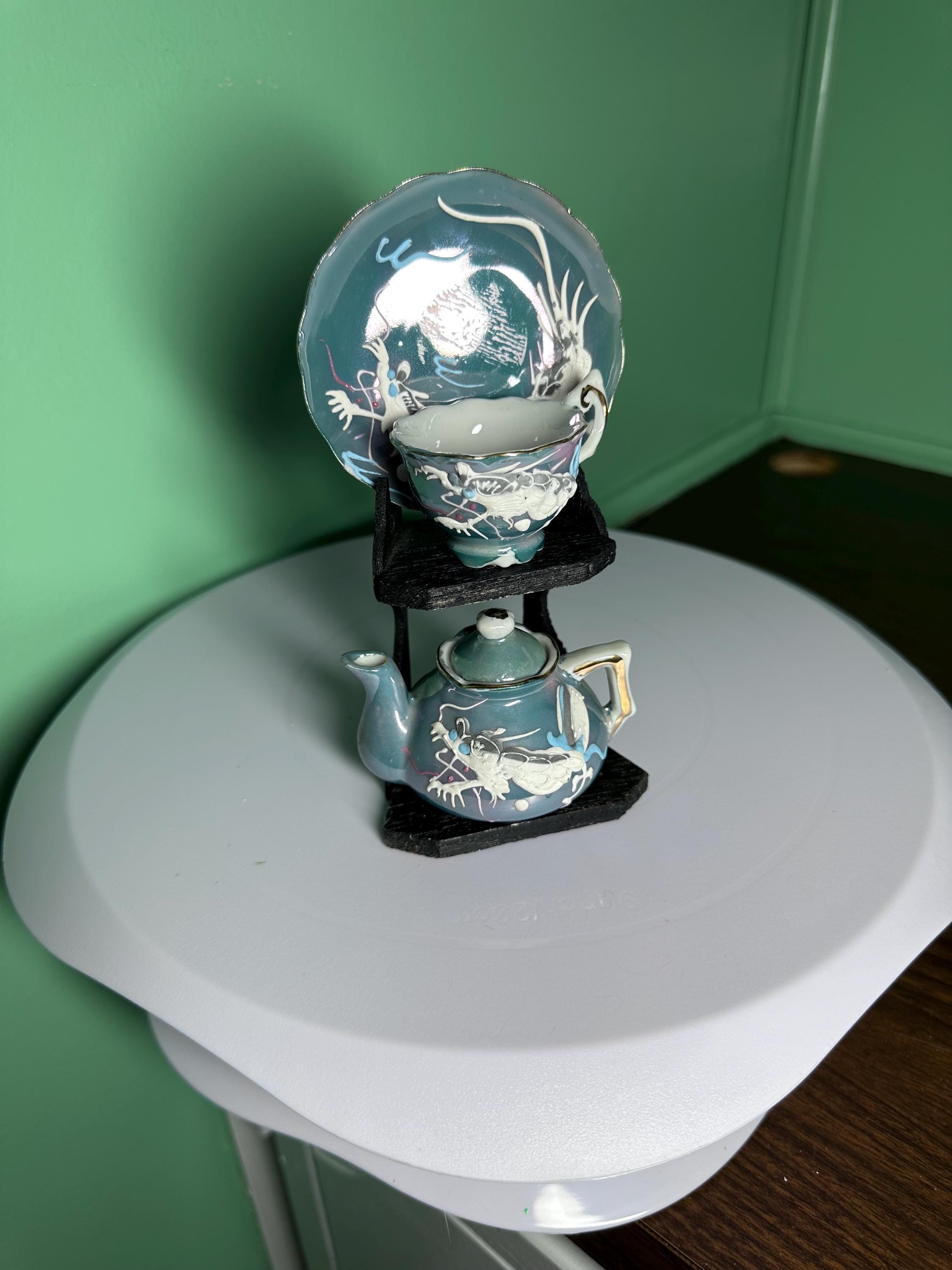 Vintage Japanese Dragon Tea Cup & Saucer: Oriental Collector Gift