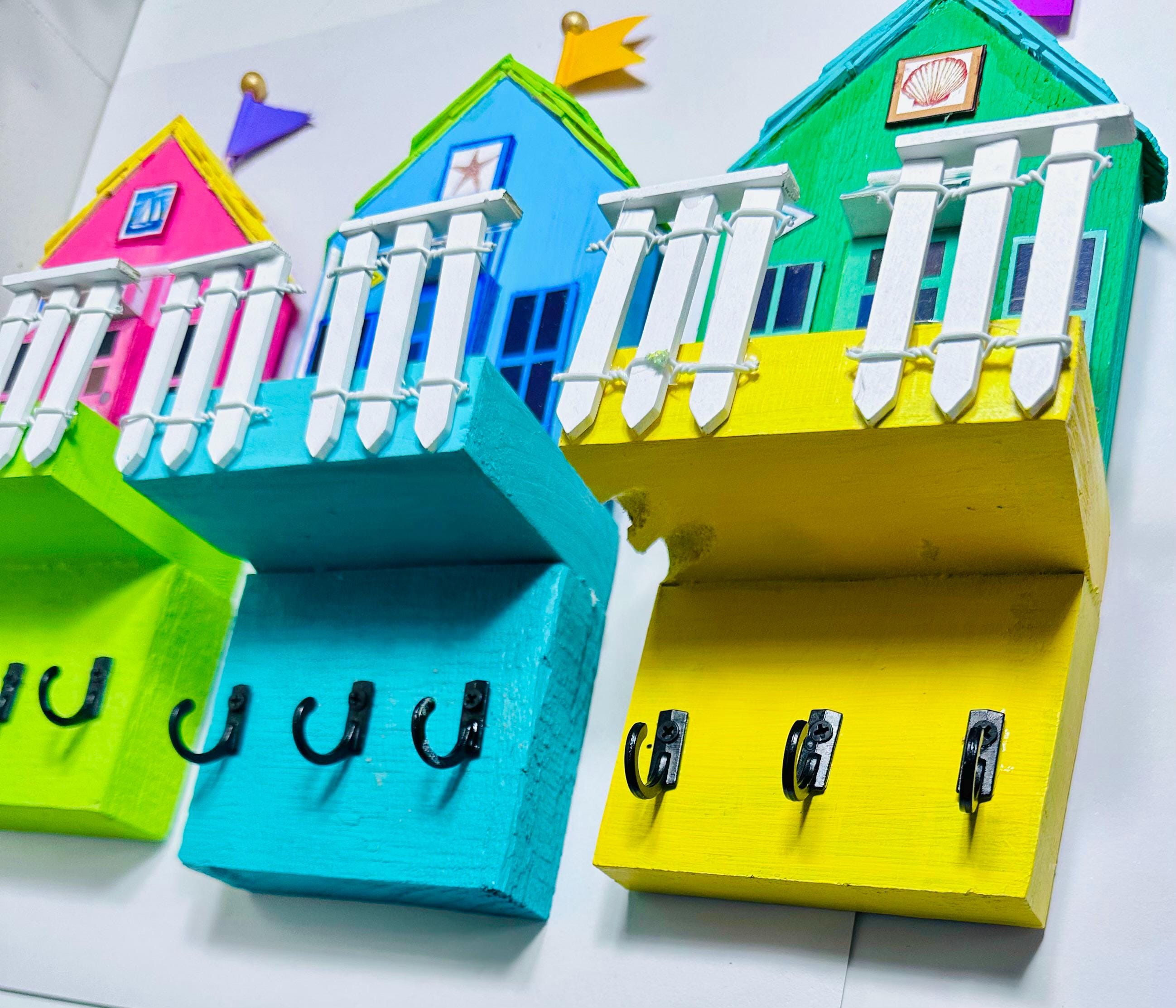 Colorful Beach Hut Key Rack – Coastal Home Organizer Wall Hooks - Etsy