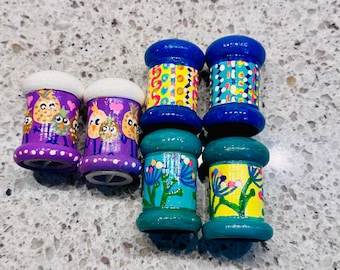 Hand Painted Vintage Salt and Pepper Shakers, Upcycled Retro Shaker Set, Whimsical Floral and Gnome Kitchen Decor, Unique Collectible Gift