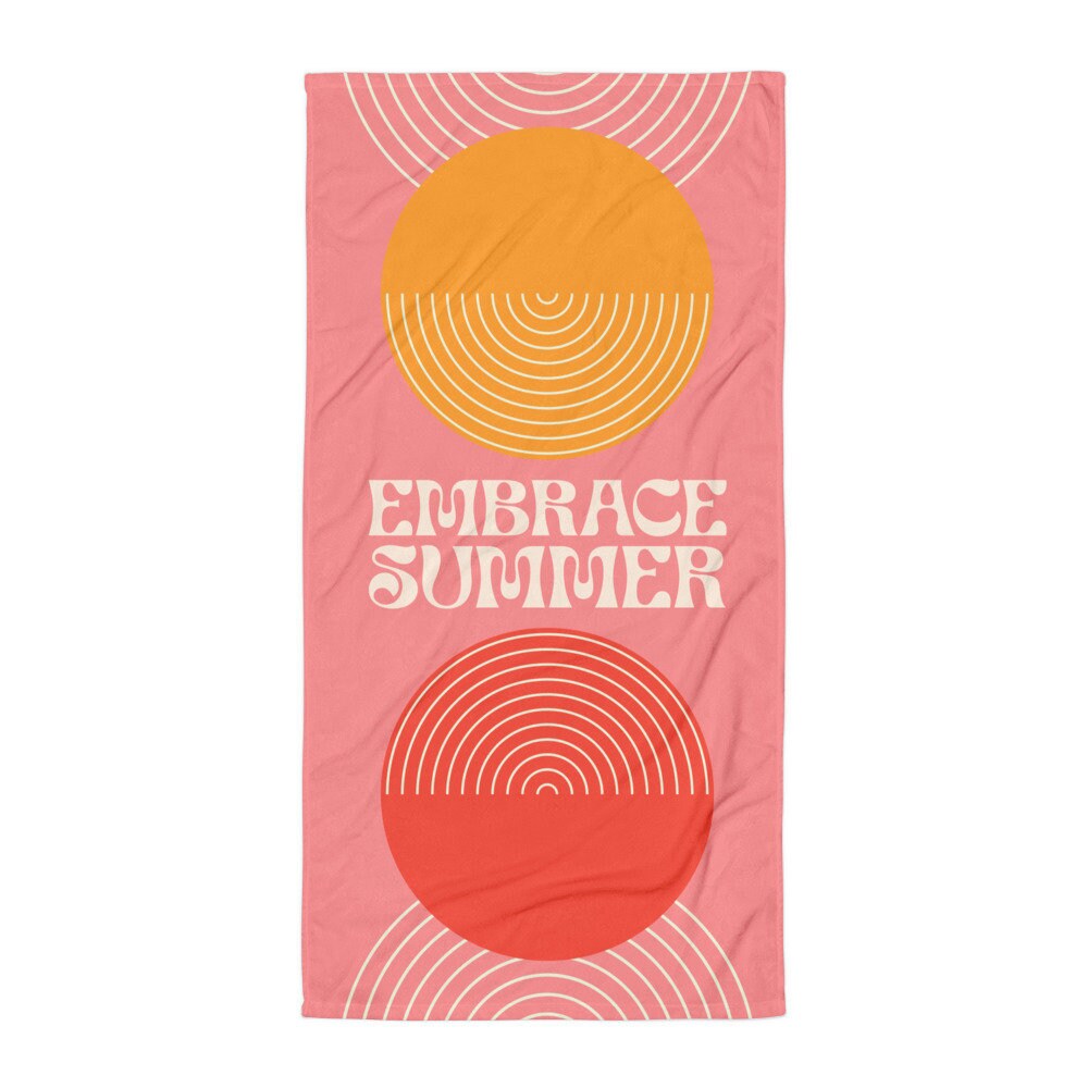 Midcentury Modern Beach Towel Pool Party Pink Towel With - Etsy