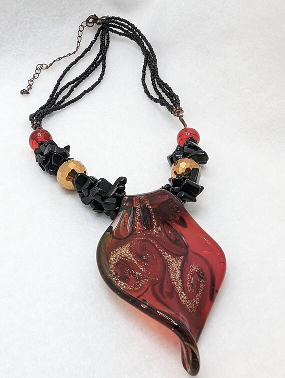 Art glass pendant necklace Gem