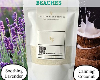 Coconut and Lavender Bath Soak, RUGBY Gifts For Boys, Rugby Present For Girls Aching Legs & Feet, Relaxing Bath Salts for Rugby Players