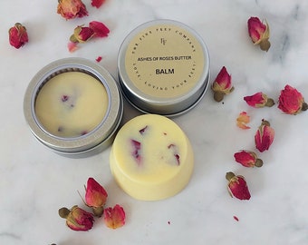 ROSE Solid Foot Moisturiser for Dry Feet, Pamper Gift For Her, Natural Luxury Foot Lotion Bar,  Soothing Foot Cream, Shea Butter Heel Balm