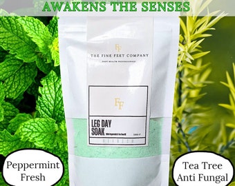 GIFT for GYM LOVERS And Workout Buffs, Peppermint And Tea Tree Bath Soak For Tired Legs And Feet, Anti Fungal Bath Salts For Muscle Recovery