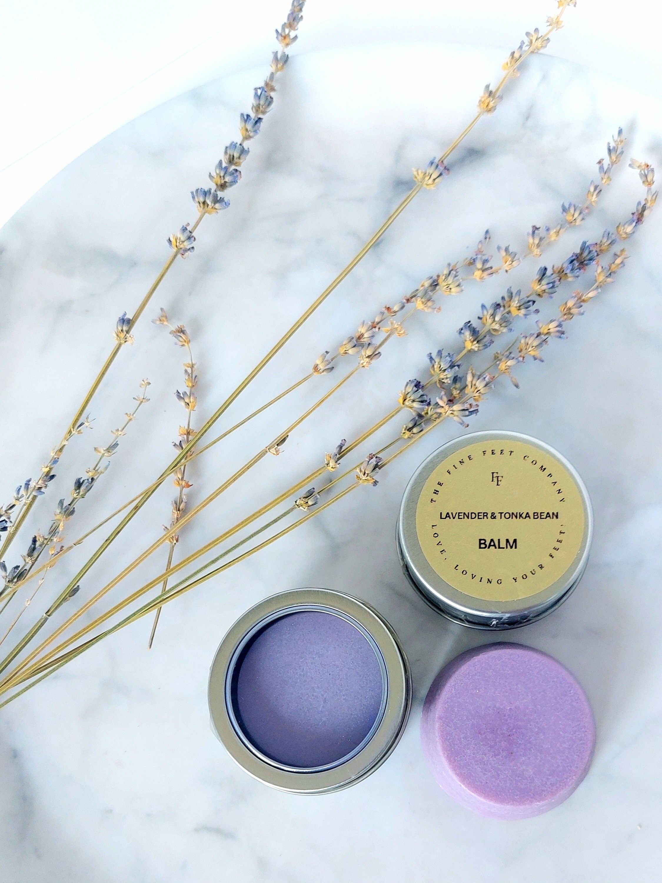 LAVENDER BALM For Feet and Legs, Solid Foot Lotion, De-Stress Home Spa, Nourishing Salve for Rough Heels,  Foot Care Moisturising Cream