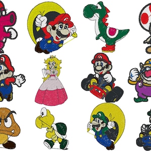 Mario Luigi  Set of 12 Embroidery Files in 2 Sizes - Pes Dst Exp Jef Hus Vip and  XXX  - Instant Download