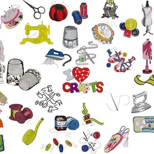 Sewing, Thread, Buttons Set of 40 Embroidery Files - 4 x 4 inches ( 100 x 100mm) Hoop - Pes Dst Exp Jef Hus Vip and  XXX  - Instant Download
