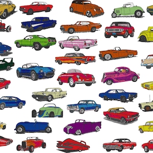 Cars Classics Old American 39 Embroidery Files 4 x 4 inches ( 100 x 100mm) Hoop - Pes Dst Exp Jef Hus Vip and  XXX  - Instant Download