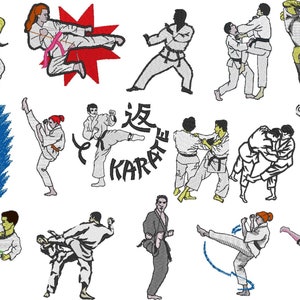 Martial Arts   Karate  Judo  Set of 16 Embroidery Files  100 x 100mm Hoop -  Pes Dst Exp Jef Hus Vip and  XXX  - Instant Download