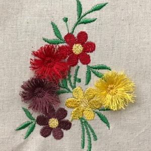 Flowers Stems Fancy Fluffy Fringe  Embroidery Files fit 4 x 4 inches Hoop -  Pes Dst Exp Jef Hus Vip and  XXX - Instant Download