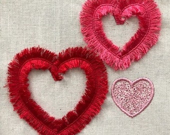 3 Valentine Hearts 2 with Fluffy Fringe Edges with  Embroidery Files fit 4 x 4 inches Hoop  Pes Dst Exp Jef Hus Vip XXX  Instant Download
