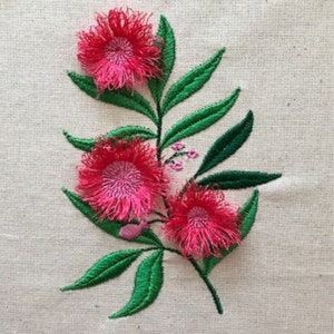 Flowers 3 Stems Leaves Fancy Fluffy Fringe Embroidery File fit 4 x 4 inches Hoop -  Pes Dst Exp Jef Hus Vip XXX - Instant Download