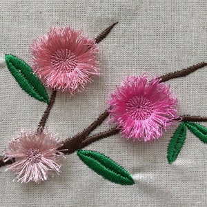 3 Flowers Stems Fancy Fluffy Fringe in 2 Sizes Embroidery Files fit 4 x 4 inches Hoop -  Pes Dst Exp Jef Hus Vip and  XXX - Instant Download